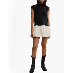 NEW! Free People 'Enya' Mixed Media Minidress in WHITE/BLACK (S)